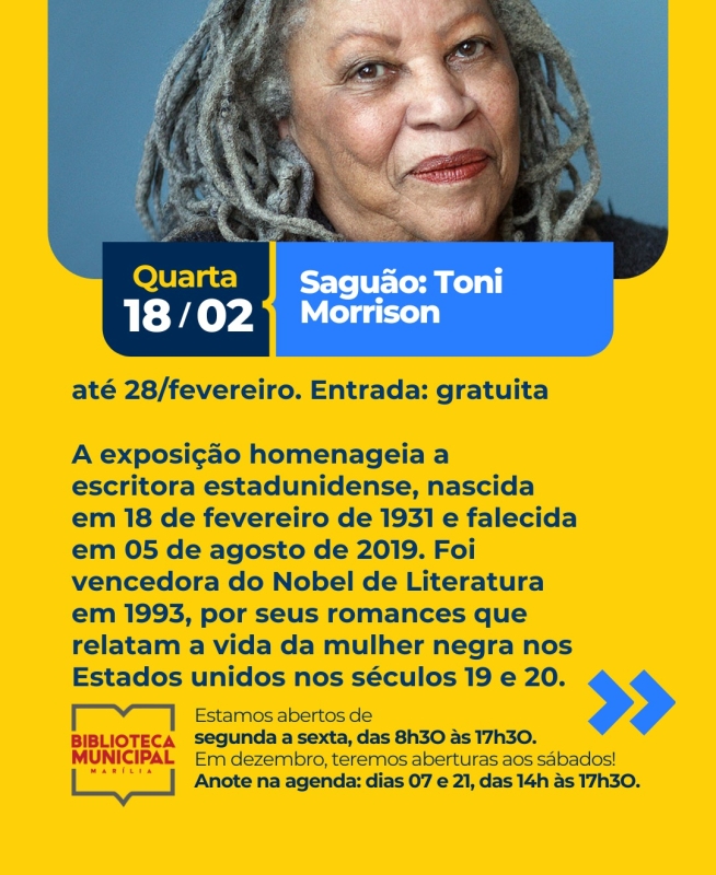 Descubra a Exposição sobre Toni Morrison em Marília: Uma Celebração da Literatura Descubra a Exposição sobre Toni Morrison em Marília: Uma Celebração da Literatura