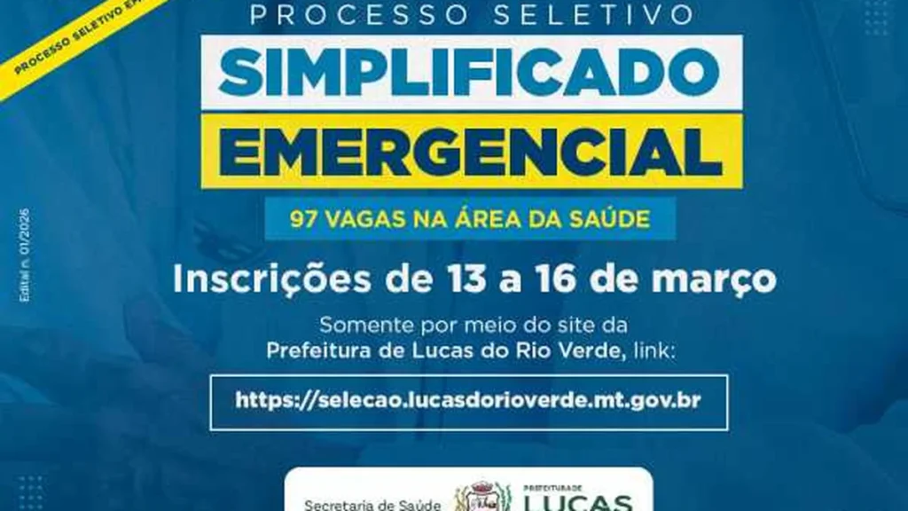 Prefeitura de Lucas do Rio Verde oferece 97 vagas emergenciais na saúde Prefeitura de Lucas do Rio Verde oferece 97 vagas emergenciais na saúde